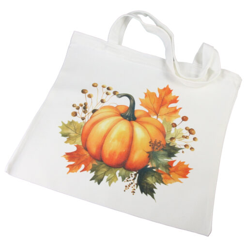 Sacosa textil, Dovleac cu frunze de toamna, 40x37 CM