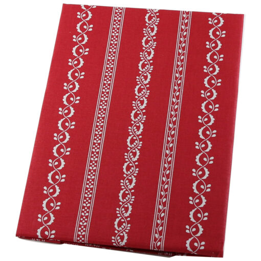 Fata de masa cu motiv traditional 140x220 CM, din bumbac, rosu cu alb