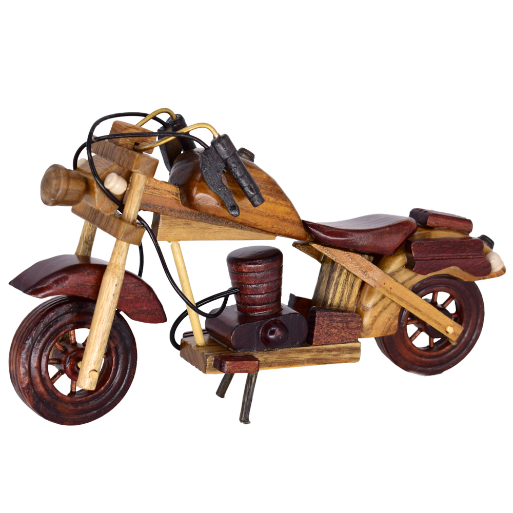 Motocicleta vintage din lemn 26 CM, Macheta - imagine 4