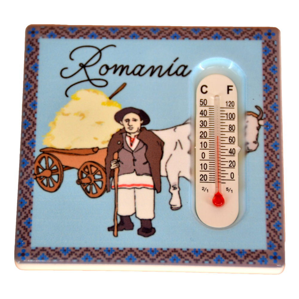 Magnet de frigider din ceramica cu termometru 8x8 CM, Port Popular - imagine 3