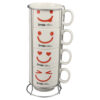 Set 4 cesti din ceramica cu suport metalic, 150 ml, Smile