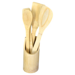 Set 4 linguri din bambus cu suport 7x30 CM