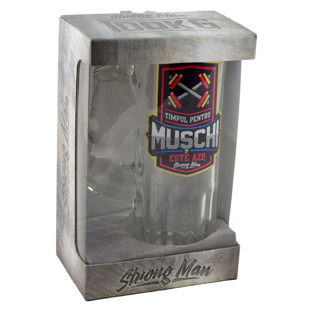 Halba din sticla Strong Man - "Timpul pentru muschi este azi!" - imagine 2