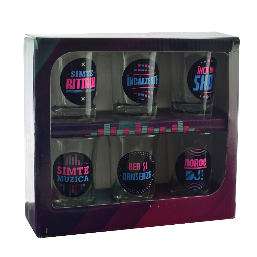 Set 6 pahare shot din sticla Disco 35 ml - imagine 2