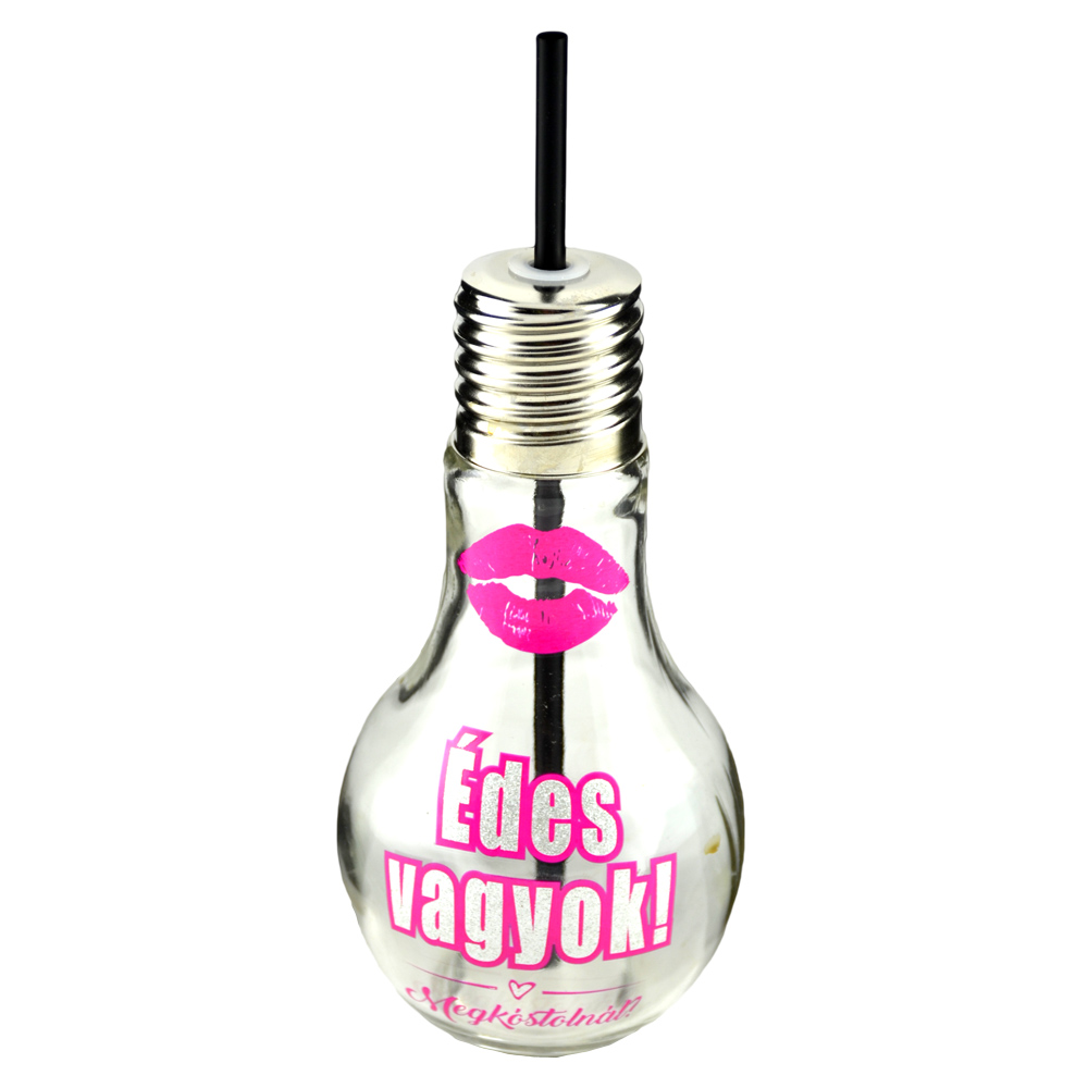 Sticla cu pai, forma bec "Edes vagyok!", 9x22 CM