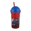 Pahar din plastic cu capac si pai Cars, 460 ml
