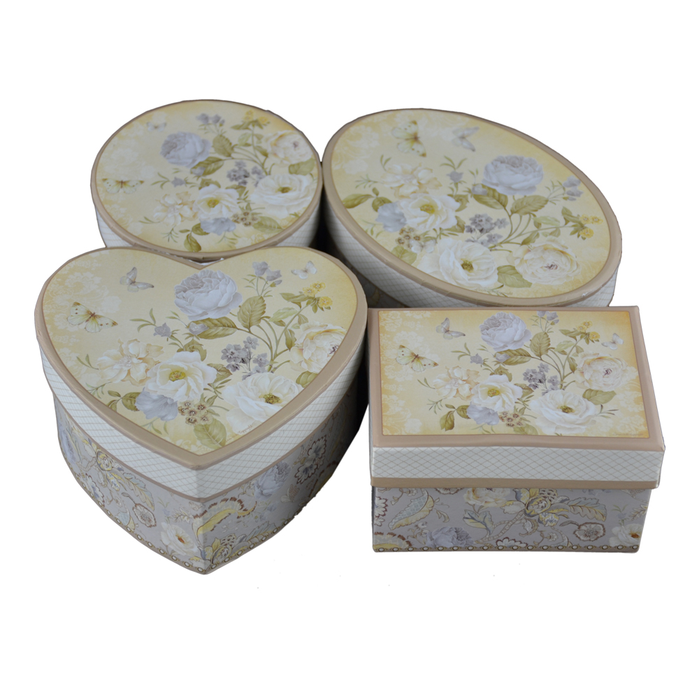 Set 4 cutii pentru bijuterii realizate din carton - Design Floral