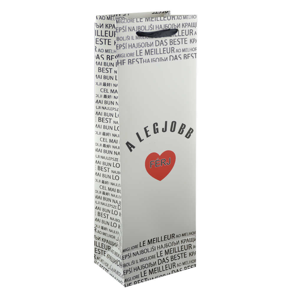 Punga cadou pentru bauturi realizata din hartie laminata - A legjobb ferj/The best husband