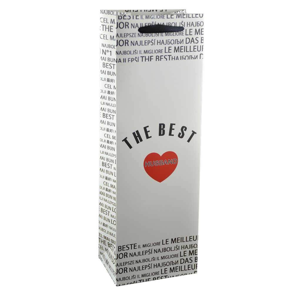 Punga cadou pentru bauturi realizata din hartie laminata - A legjobb ferj/The best husband - imagine 2