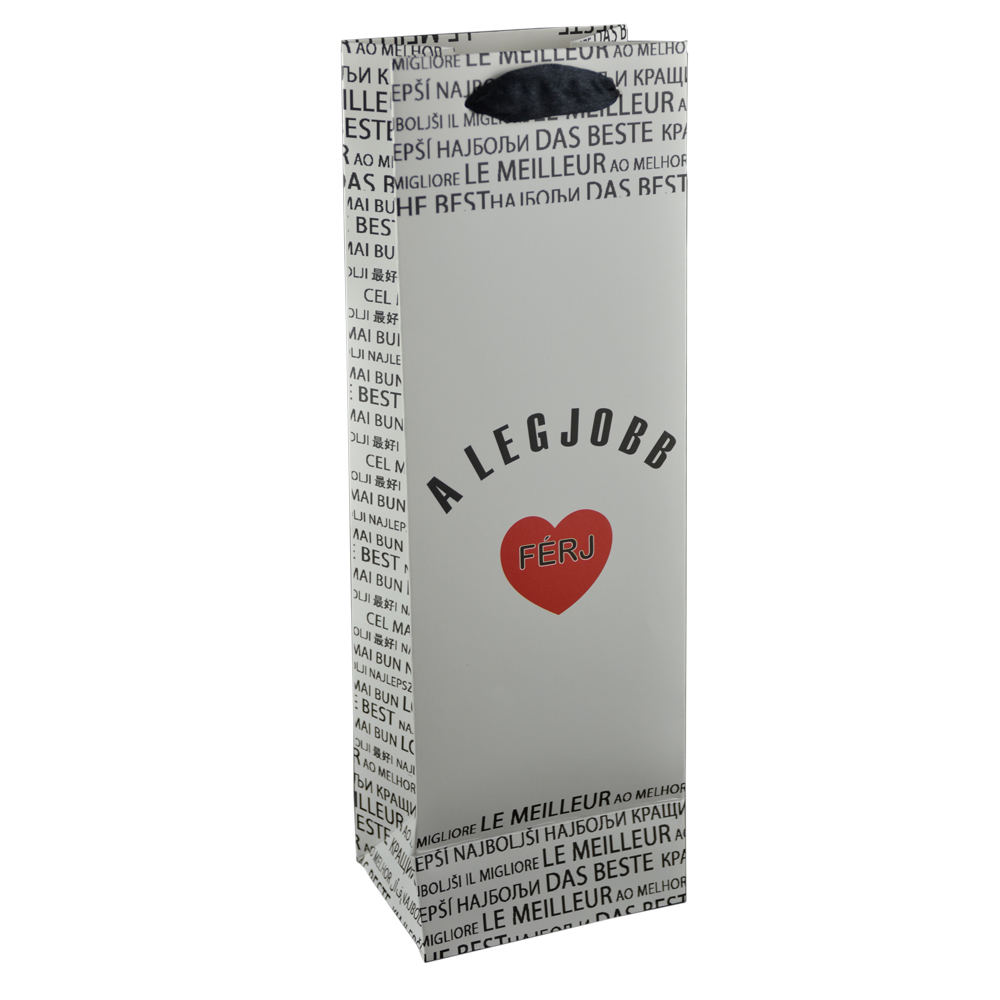 Punga cadou pentru bauturi realizata din hartie laminata - A legjobb ferj/The best husband - imagine 3