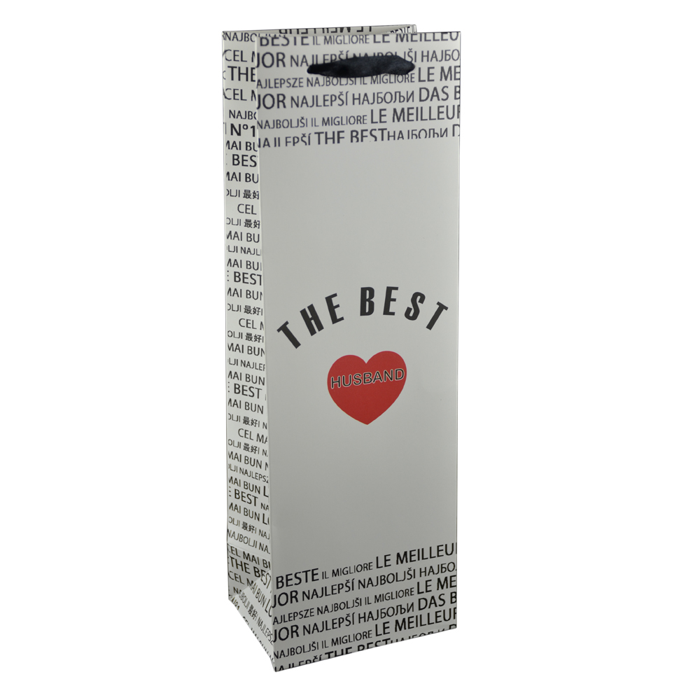 Punga cadou pentru bauturi realizata din hartie laminata - A legjobb ferj/The best husband - imagine 4