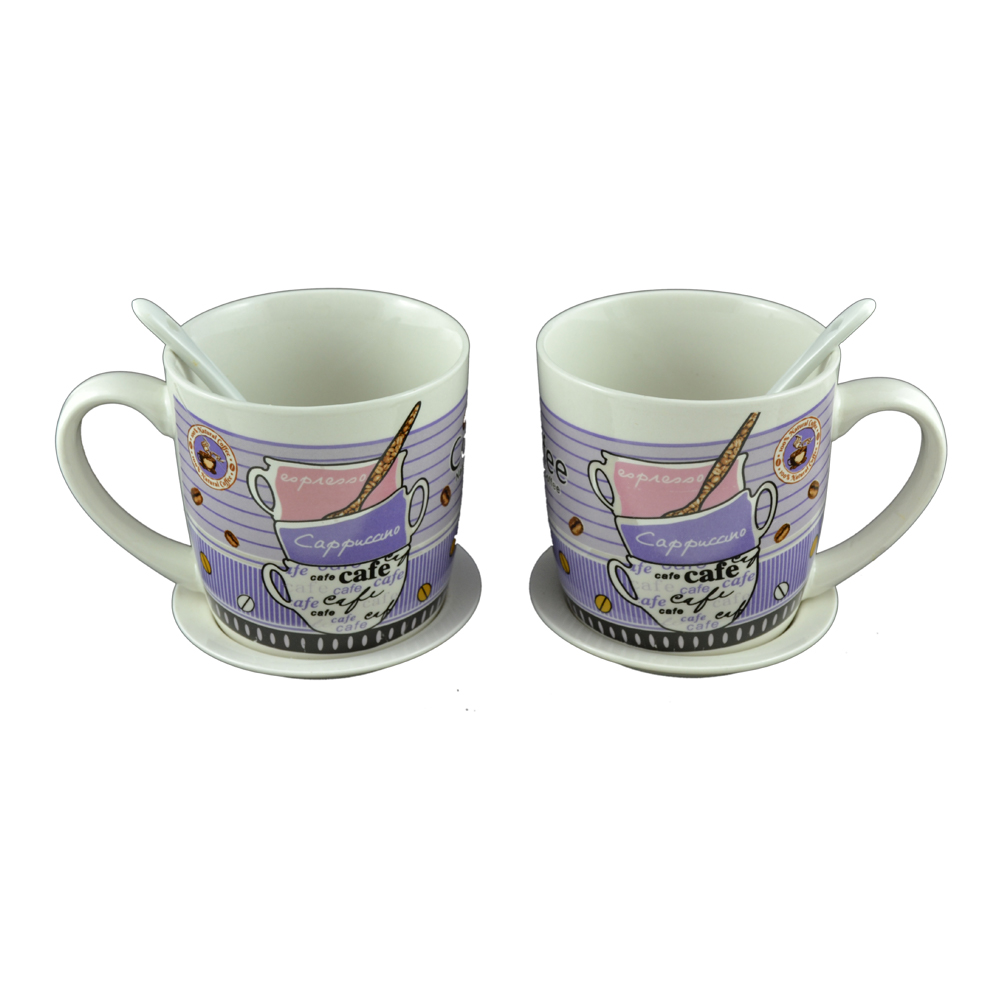 Set 2 cani realizate din ceramica cu accesorii - Design Coffee - Diverse modele (Model 2) - imagine 3