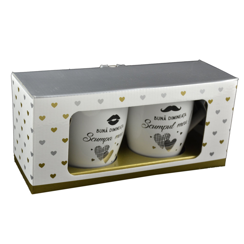 Set 2 cani Wedding din ceramica 300 ml - "Scumpa mea/Scumpul meu" - imagine 2