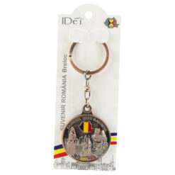 Breloc din metal "Romania" cu calendar Eternety, 4 CM, Castelul Bran