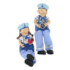 Pereche figurine de copii marinari din rasina cu picioare textil 14 CM