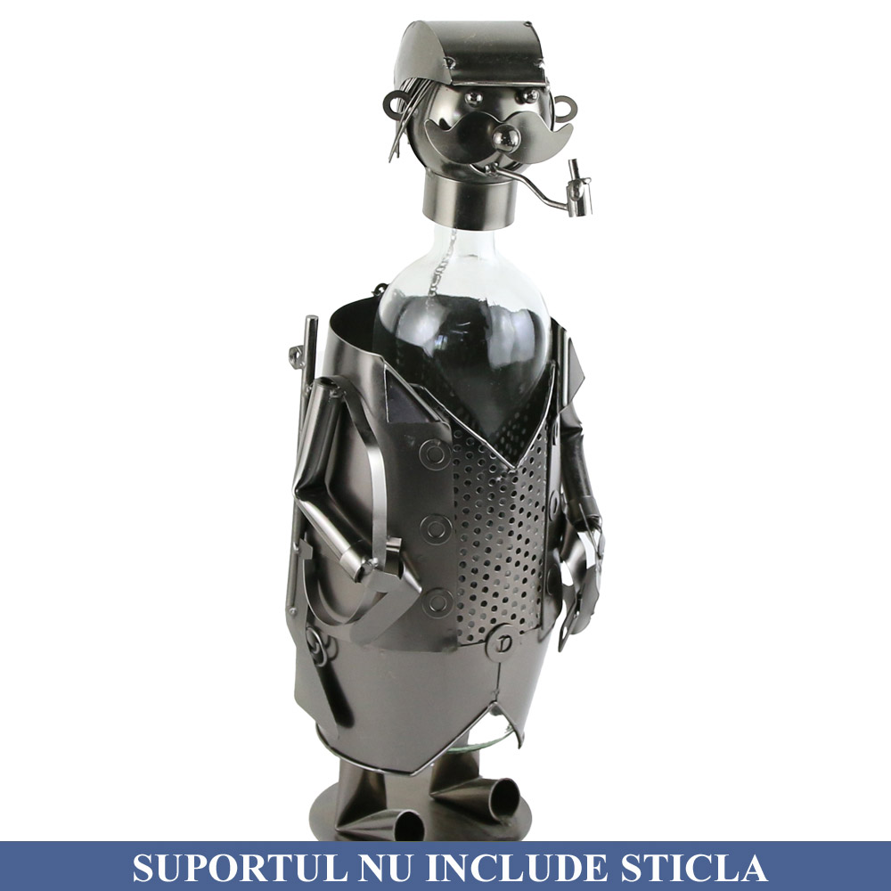 Suport sticla de vin, din metal Vanator 15x36 CM
