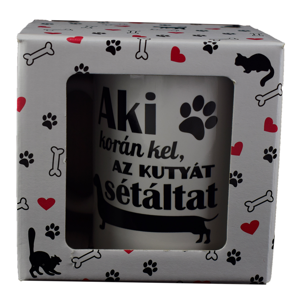 Cana Boss din ceramica 300 ml "Aki koran kel, az kutyat setaltat", in cutie decorativa - imagine 2