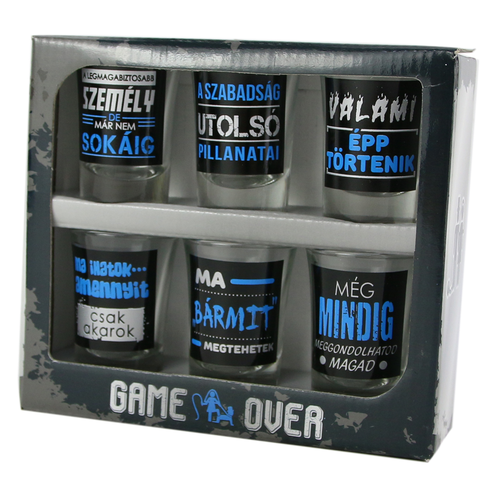 Set 6 pahare shot din sticla Game Over 35 ml, Lb. Magh.