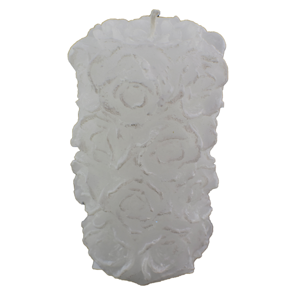 Lumanare decorativa cu trandafiri - Alb