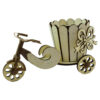 Suport flori din lemn Bicicleta 25 CM, cu fundita si florare, natur