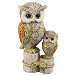 Figurina doua bufnite, din rasina aurie 17 CM