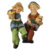 Set 2 figurine Fetite cu flori din rasina cu picioare textil 18 CM