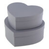 Set 2 cutii cadou Inimioara cu capac, Gri 19/22 CM
