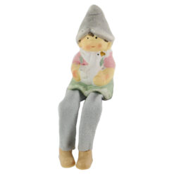 Figurina Baiat cu gasca din ceramica cu picioare textil 18 CM