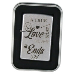 Bricheta metalica "True Love Never Ends" 3.5x5.5 CM, Argintiu