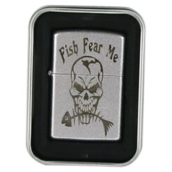 Bricheta metalica "Fish Fear me" 3.5x5.5 CM, Argintiu