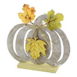 Decor Toamna Dovleac cu frunze din lemn 18 CM