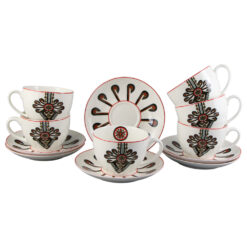 Set 6 cesti cu farfurii din portelan 280 ml "Parzenica"