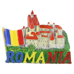 Magnet de frigider din rasina 8x6 CM - Castelul Bran&Steagul Romaniei