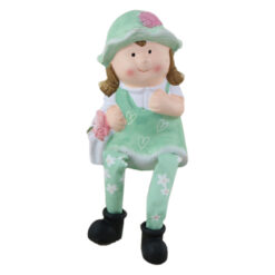 Figurina Fata din ceramica 7x18 CM, cu picioare textil, verde