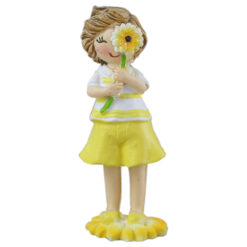 Figurina Baiat din rasina cu floare 10 CM, galben