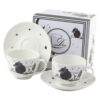 Set 2 cani cu farfurie din portelan 280 ml "Charming Owls"