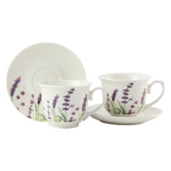 Set 2 cani cu farfurie din portelan 250 ml "Classic Lavender"
