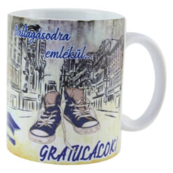 Cana ceramica pentru absolvire 330 ml, "Ballagasodra emlekul", Albastru