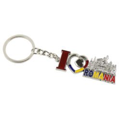 Breloc din metal "I love Romania" 6 CM