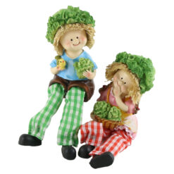 Pereche figurine Copii cu salata, cu picioare textil 17 CM