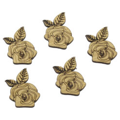 Set 5 decor craft Trandafir din lemn 3 CM