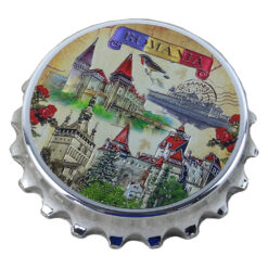 Magnet de frigider metalic cu desfacator 7 CM, Castele, Romania