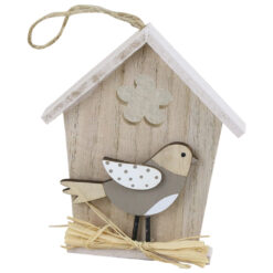 Decoratiune din lemn Casuta cu pasare 10x12 CM