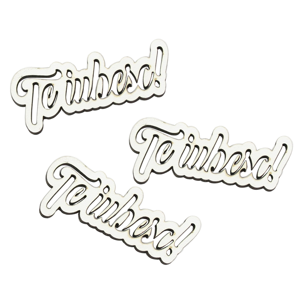 Set 3 decor craft din lemn "Te iubesc!" 8x3 CM