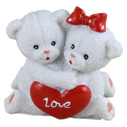 Figurina Ursi in pereche cu inimioara Love 7 CM, din rasina