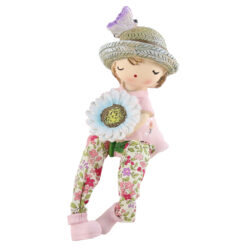 Figurina Fetita cu margareta 17 CM, din rasina, cu picioare mobile