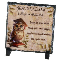 Placa ardezie "Gratulalunk Ballagasod alkalmabol" 14x14 CM, Bufnita