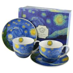 Set 2 cesti cu farfurii din portelan 250 ml "Starry Night" de V. van Gogh, in cutie decorativa