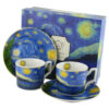 Set 2 cesti espresso cu farfurii din portelan 110 ml "Starry Night" de V. van Gogh, in cutie decorativa