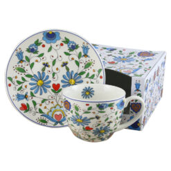 Cana portelan cu farfurie 250 ml, "Kashubian", in cutie decorativa